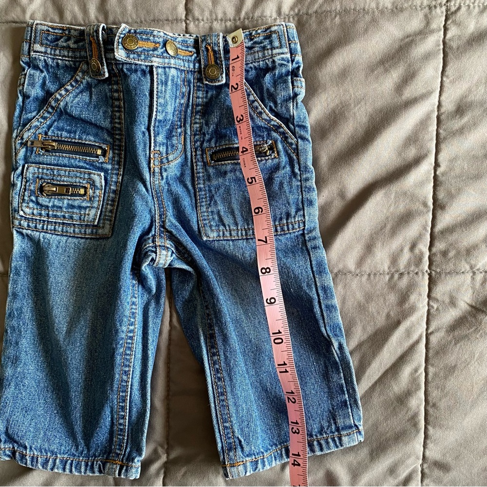 VTG Guess Baby Boy 6/9 Mo Denim Blue Jeans Zipper Pockets Snap Y2K 100% Cotton - Picture 13 of 16
